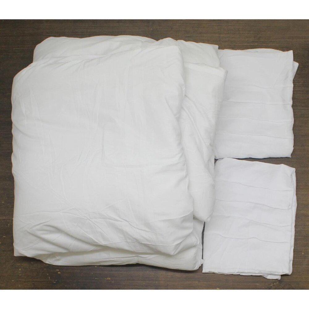 NEW 510 Design Soft Wash Pleated Midweight 3-Piece Comforter Set White Queen